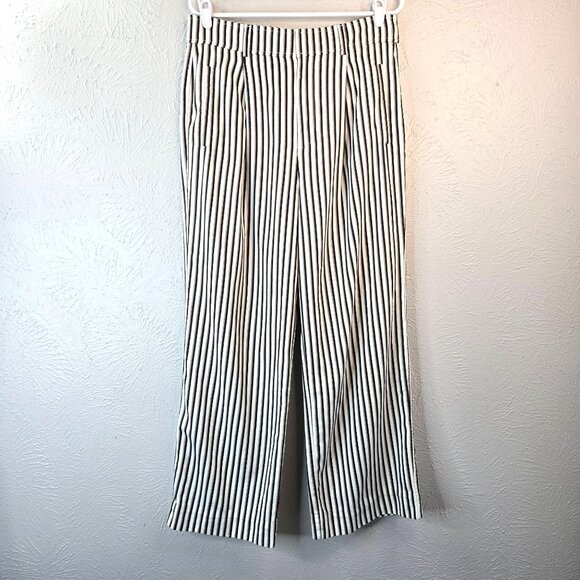 Everlane Wide Leg Pants Stripe High Waisted Minimalist Trousers  Size 10 Short - Picture 1 of 11